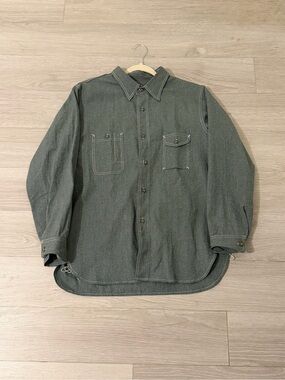 Men's Dark Green Workwear Button-Up Jacket
